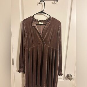 Dark pink velvet dress